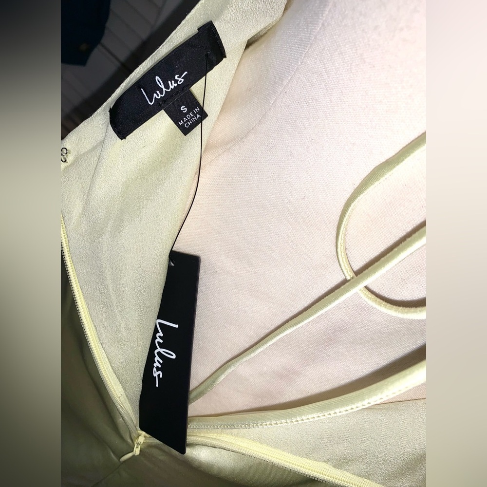 Lulus Stunning Example Light Yellow Satin Backless Maxi Dress NWT Small - Picture 8 of 10